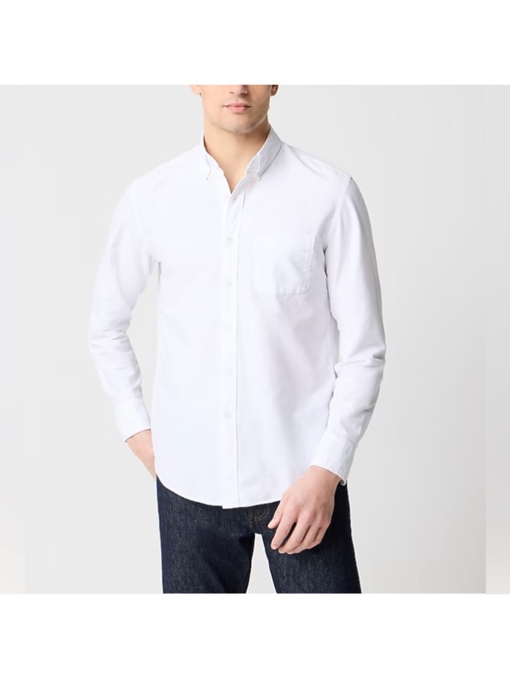 J.Crew Flex Oxford Slim Fit White Button Down Shirt Men’s Small 100% Cotton